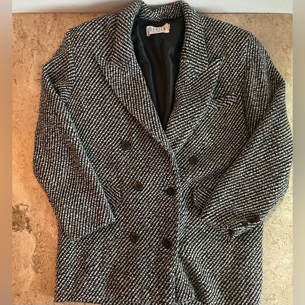 🍁50% Off Rdy 4 Fall Sale Double Breasted Black and White Textured Jacket
